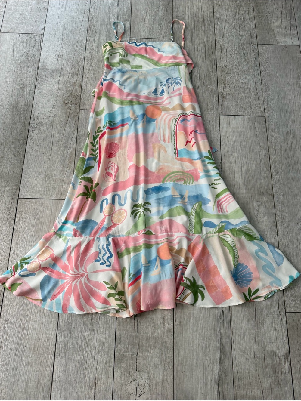 Paper Heart Coastal Tequila Sunrise Maxi Dress Tropical Print NWT Size M - Picture 3 of 10